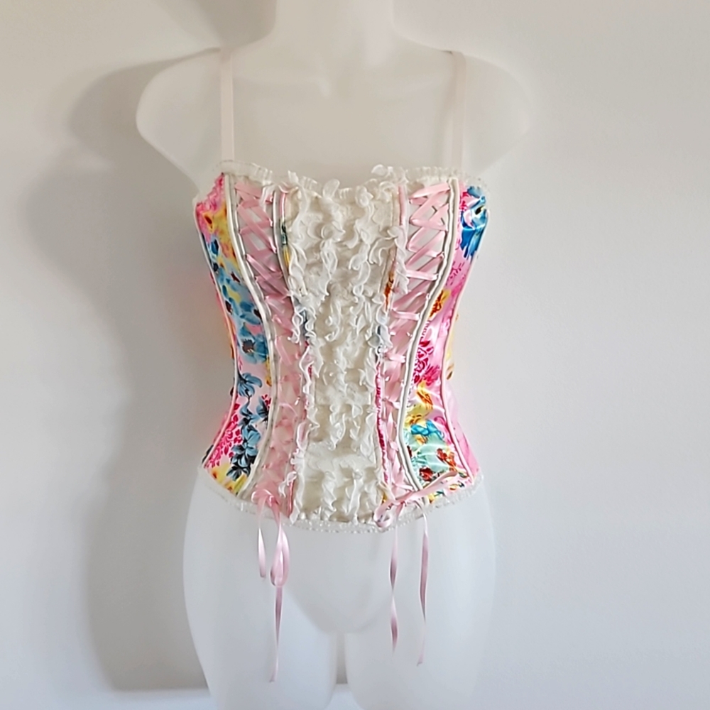 Privilege Corset Cami Top with Spaghetti Strap Slightly Padded Bra Inside Sz.S - Picture 2 of 6